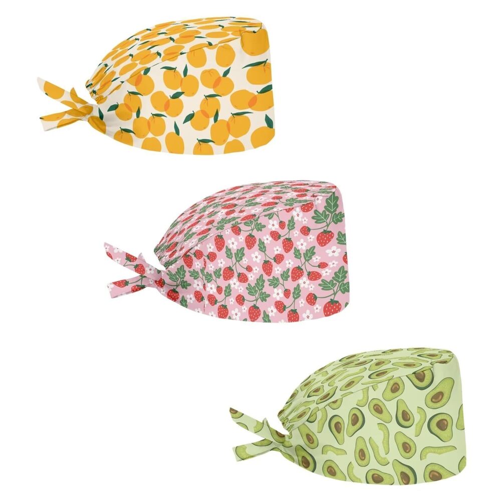 8160 3 pcs Orange Strawberry Avocado Working Cap with Sweatband Turban Hat